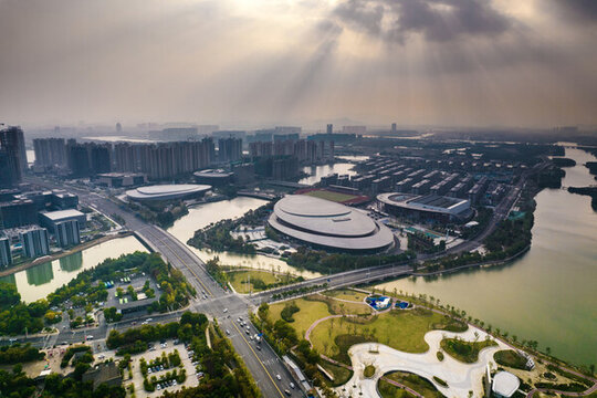 紹興市鏡湖新區(qū)航拍城市風(fēng)光
