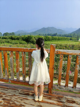 花溪谷樹(shù)橋公園女孩背景