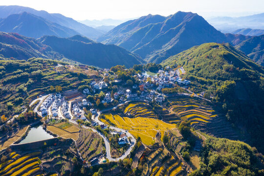 杭州市臨安指南村秋色航拍