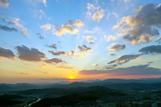 高空拍夕陽