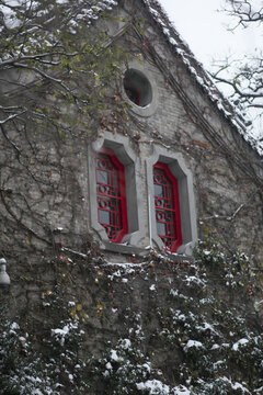 北京大學(xué)冬天雪景圖