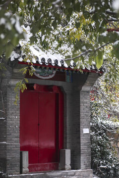 北京大學冬天雪景圖