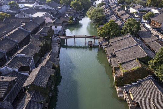 航拍烏鎮(zhèn)水鄉(xiāng)