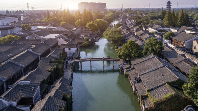 航拍烏鎮(zhèn)西刪