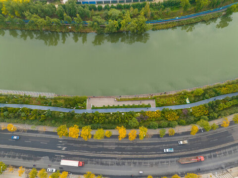 航拍濟(jì)南小清河