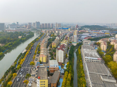 航拍濟南小清河