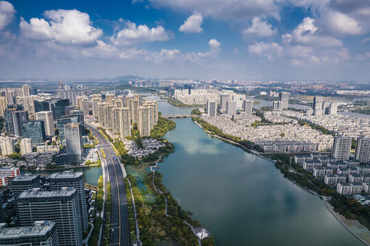 紹興鏡湖新區(qū)城市風(fēng)光航拍