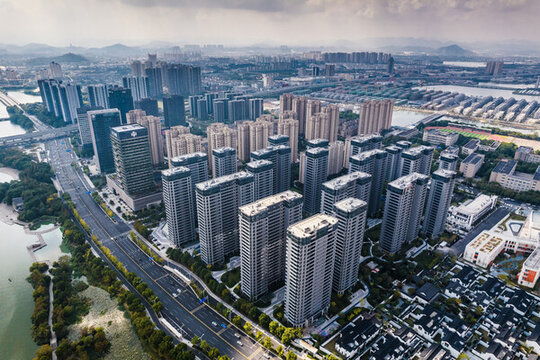 紹興鏡湖新區(qū)城市風(fēng)光航拍
