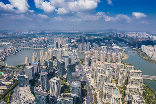 紹興鏡湖新區(qū)城市風(fēng)光航拍