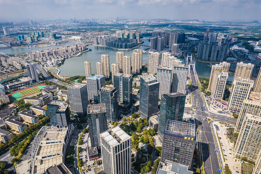 紹興鏡湖新區(qū)城市風(fēng)光航拍