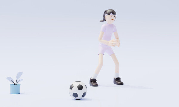 3d渲染人物足球运动