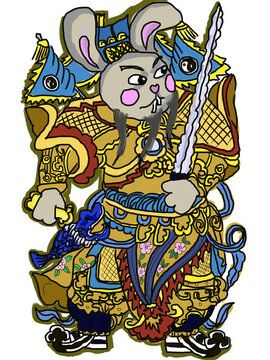 兔子門神左