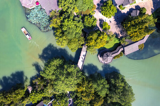 航拍杭州西湖江南園林風景