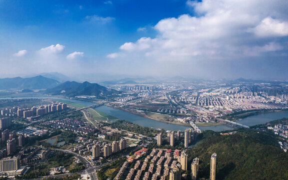 紹興市上虞區(qū)航拍城市風(fēng)光