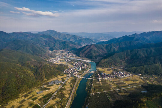 浙江上虞秋日傍晚山村美景