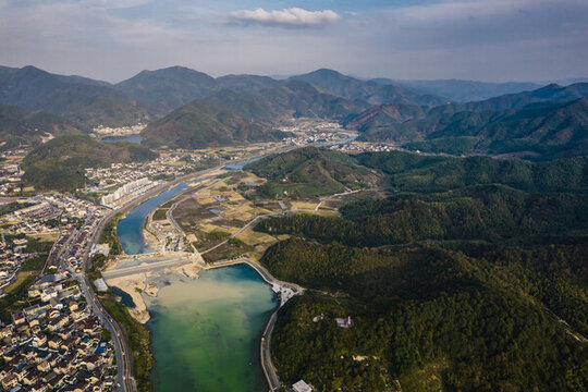 浙江上虞秋日傍晚山村美景