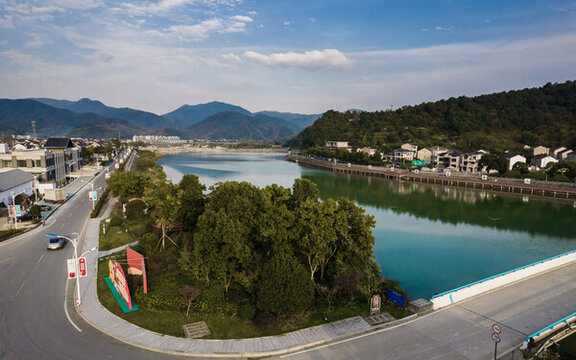 浙江上虞秋日傍晚山村美景