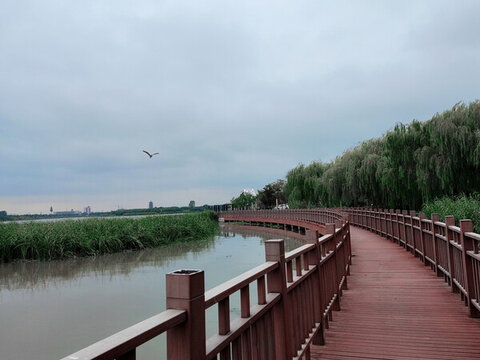 湖邊旅游觀光木質(zhì)步道