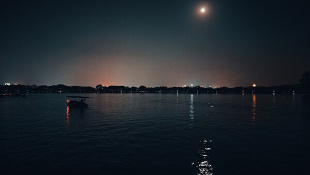 航拍楊公堤夜景