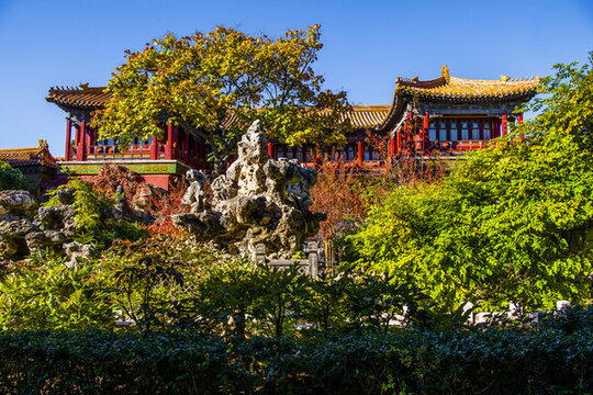 北京故宮御花園一角