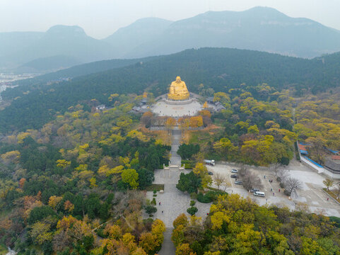 航拍濟(jì)南千佛山公園