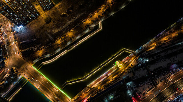 中國長春伊通河畔冬季夜景
