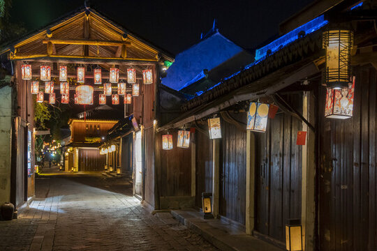 周莊古鎮(zhèn)建筑夜景