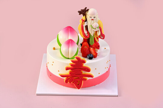 壽桃壽星生日蛋糕