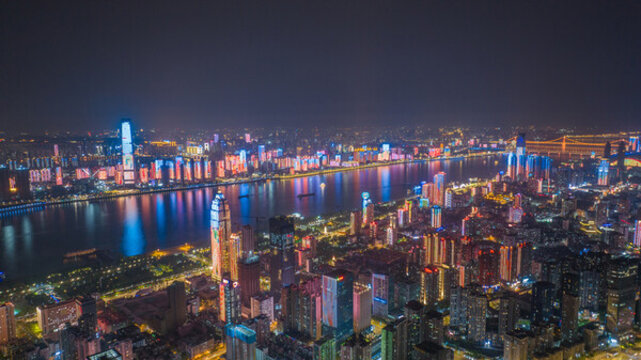 武漢城市夜景航拍