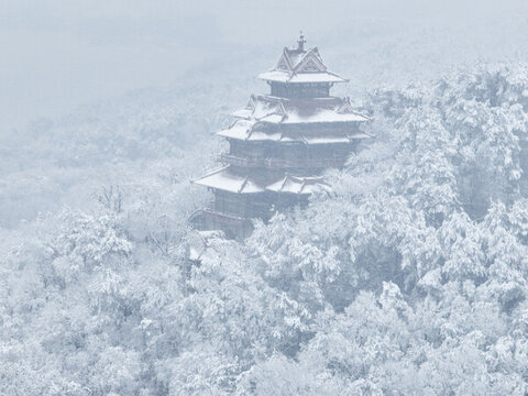 武漢東湖磨山風(fēng)景區(qū)冬季雪景