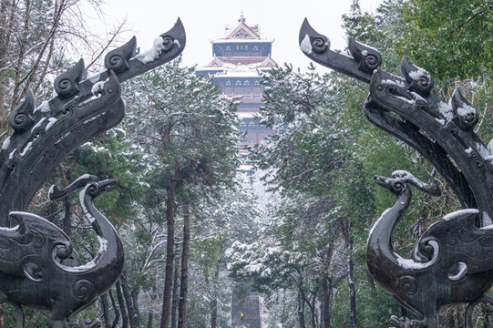 武漢東湖磨山風(fēng)景區(qū)冬季雪景