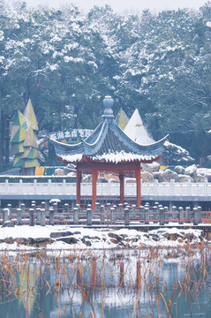 武漢東湖磨山風(fēng)景區(qū)冬季雪景