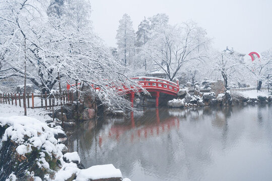 武漢東湖磨山風景區(qū)冬季雪景