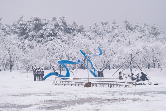 武漢東湖磨山風景區(qū)冬季雪景