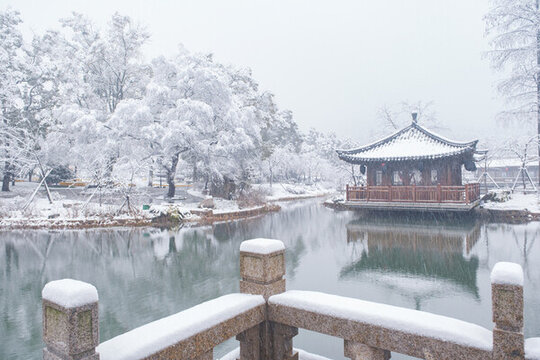 武漢東湖磨山風(fēng)景區(qū)冬季雪景