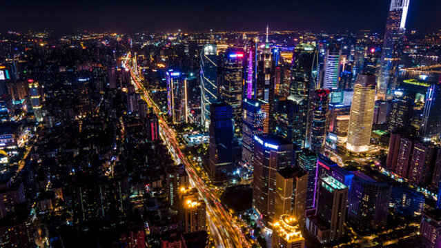 廣州珠江新城CBD夜景航拍