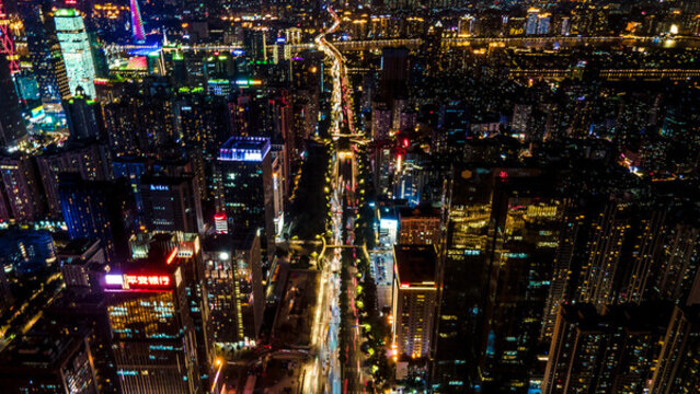 廣州大道夜景交通航拍