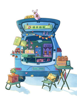 車尾箱移動(dòng)咖啡屋市集清新店鋪