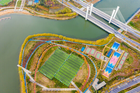 航拍鄭州足球公園體育運(yùn)動(dòng)場(chǎng)地