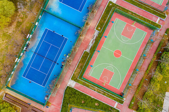 航拍鄭州足球公園籃球場(chǎng)網(wǎng)球場(chǎng)