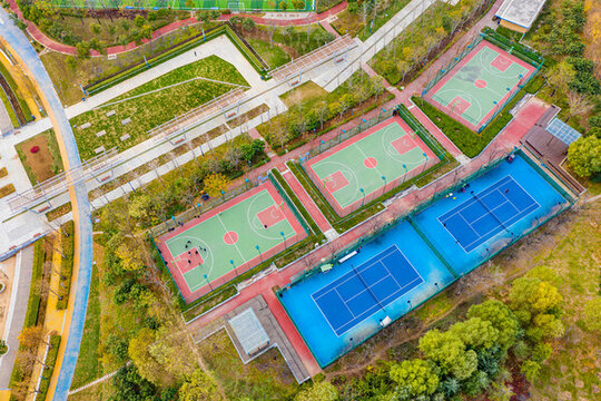 航拍鄭州足球公園籃球場(chǎng)網(wǎng)球場(chǎng)