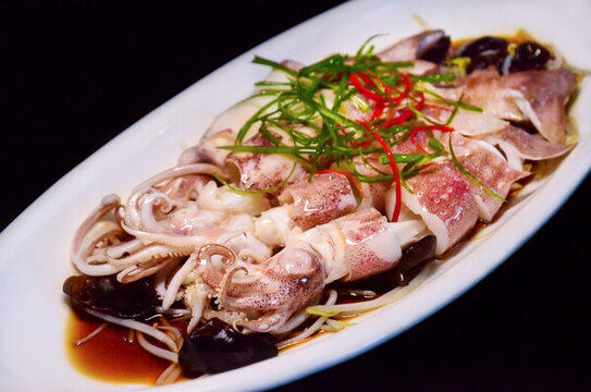 豉汁蒸魷魚