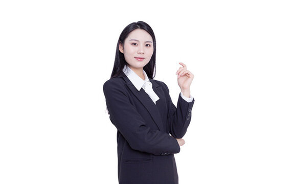 白背景前西裝職業(yè)女性
