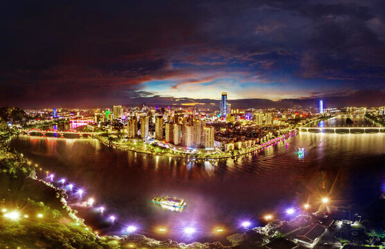 百里柳江風(fēng)光廣西柳州夜景