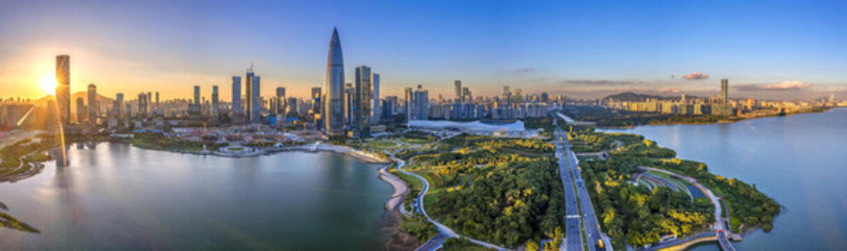 航拍深圳灣全景