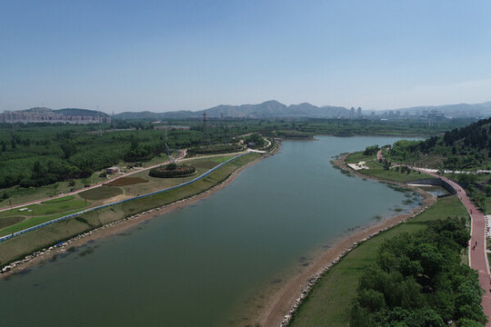 濟(jì)南長(zhǎng)清城市中央公園航拍