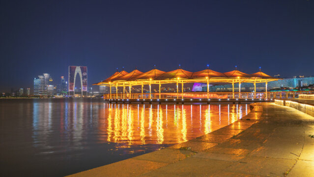 蘇州金雞湖畔城市夜景