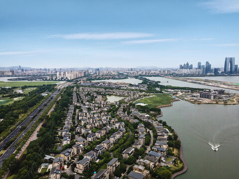航拍蘇州城市建筑天際線(xiàn)