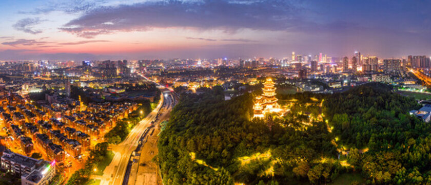 義烏雞鳴山公園城市夜景全景