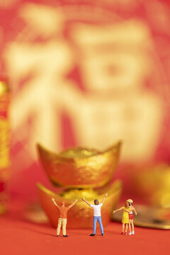 恭喜發(fā)財微縮創(chuàng)意新年中式風(fēng)格